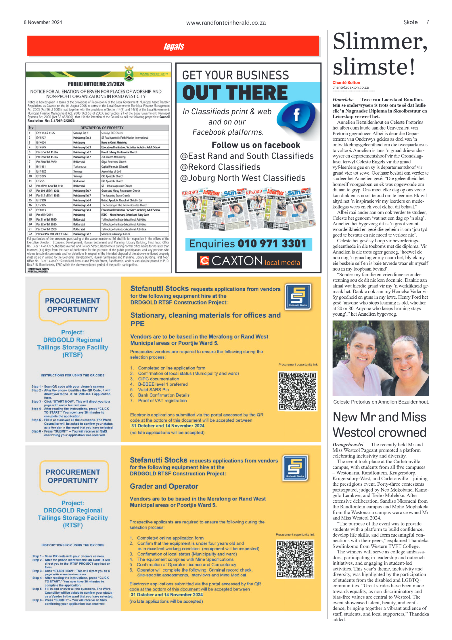 Randfontein Herald 8 November 2024 page 7