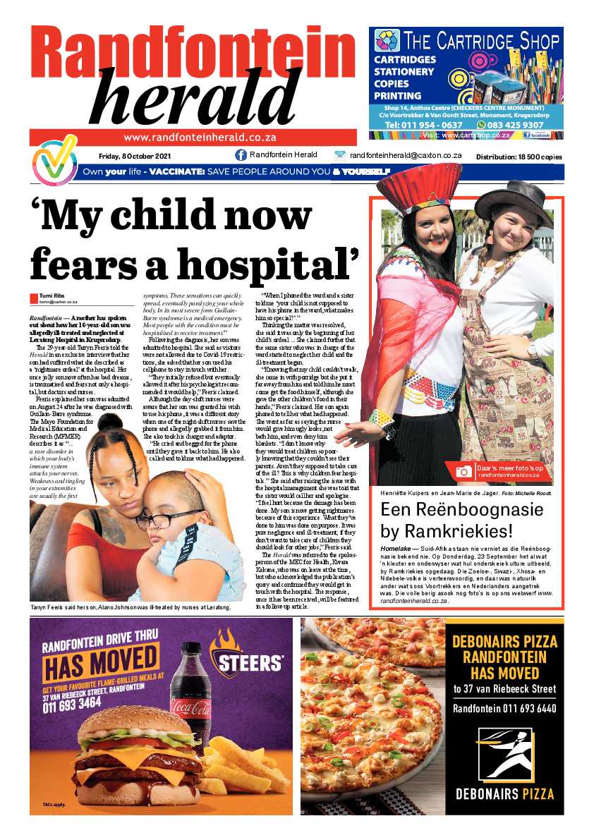 Randfontein Herald 8 October 2021 page 1