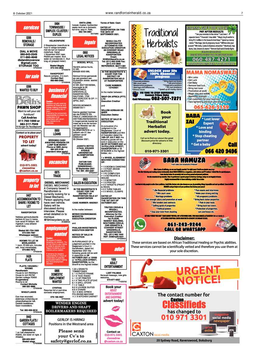 Randfontein Herald 8 October 2021 page 7
