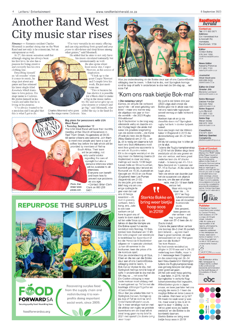 Randfontein Herald 8 September 2023 page 4