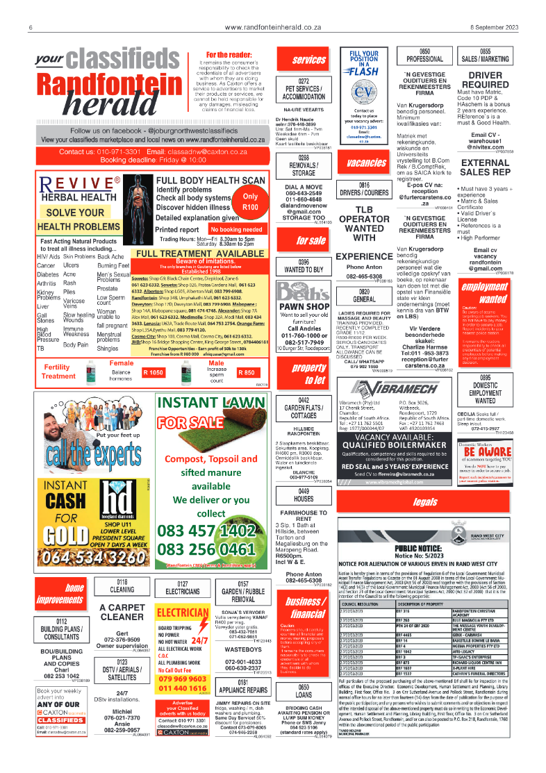 Randfontein Herald 8 September 2023 page 6