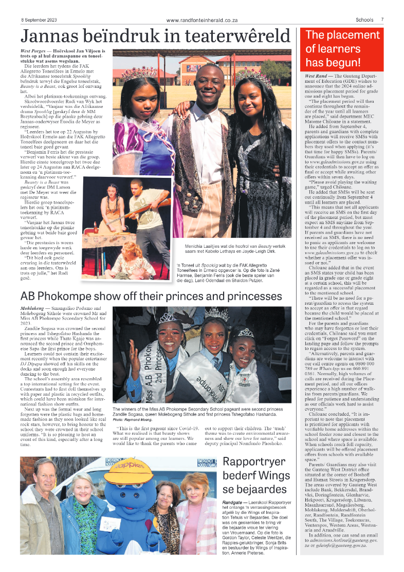 Randfontein Herald 8 September 2023 page 7