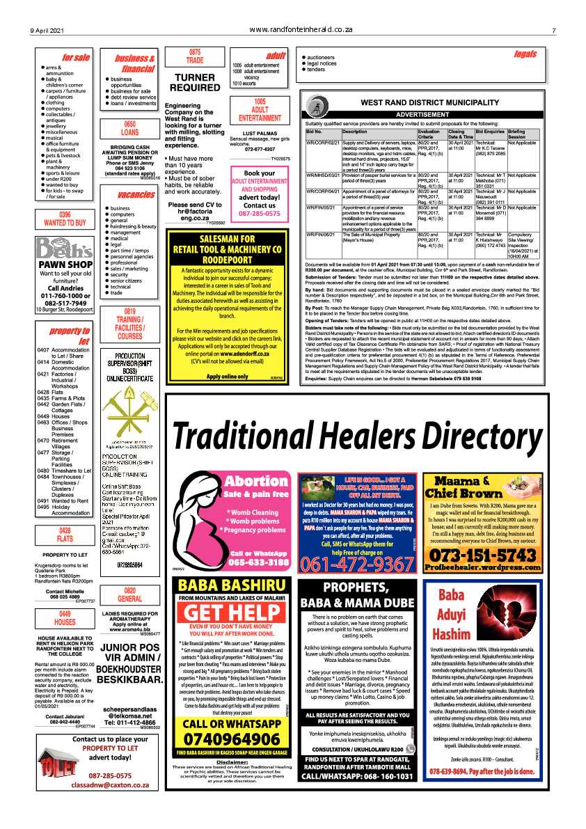 Randfontein Herald 9 April 2020 page 7