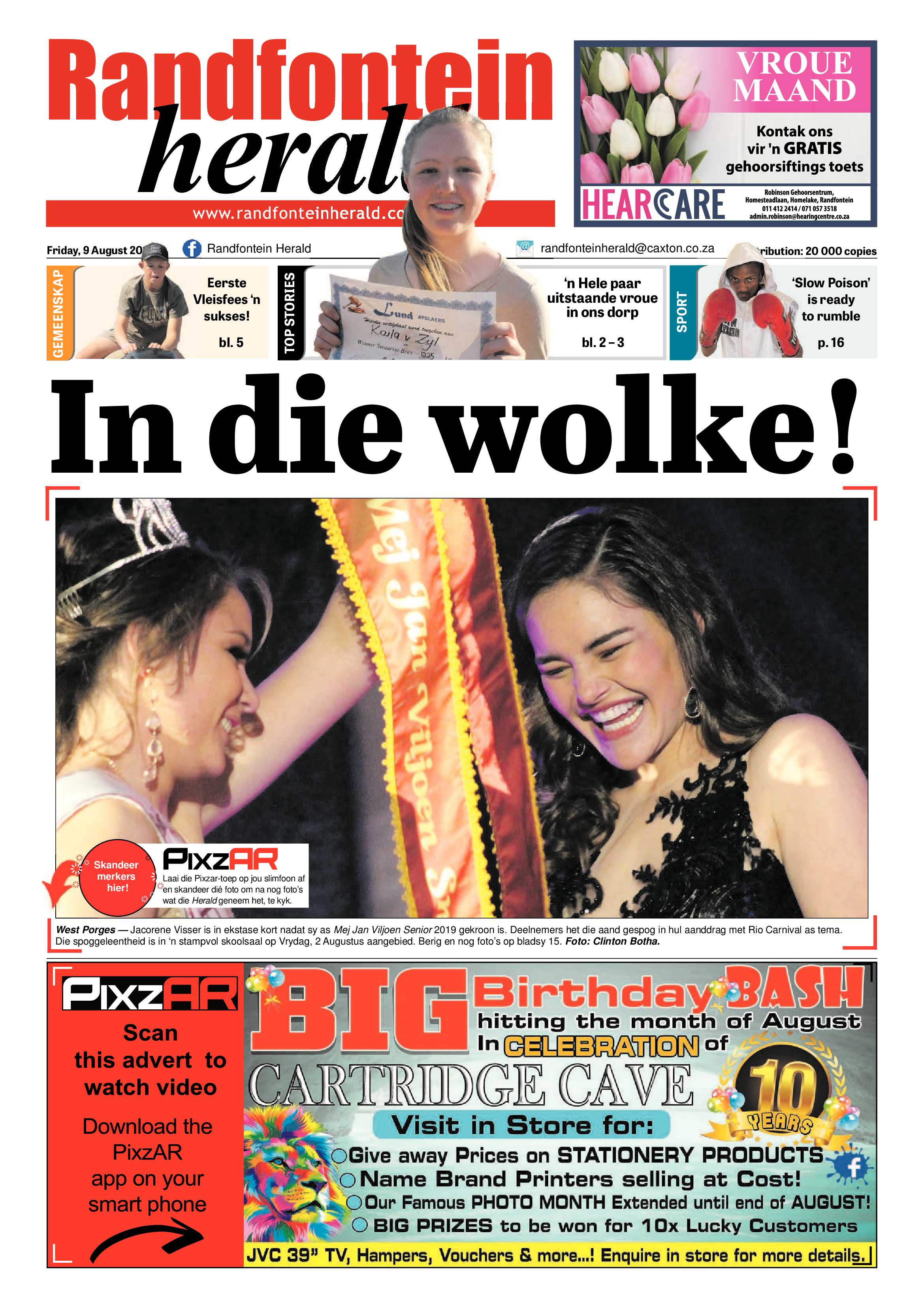 Randfontein Herald 9 August 2019 page 1