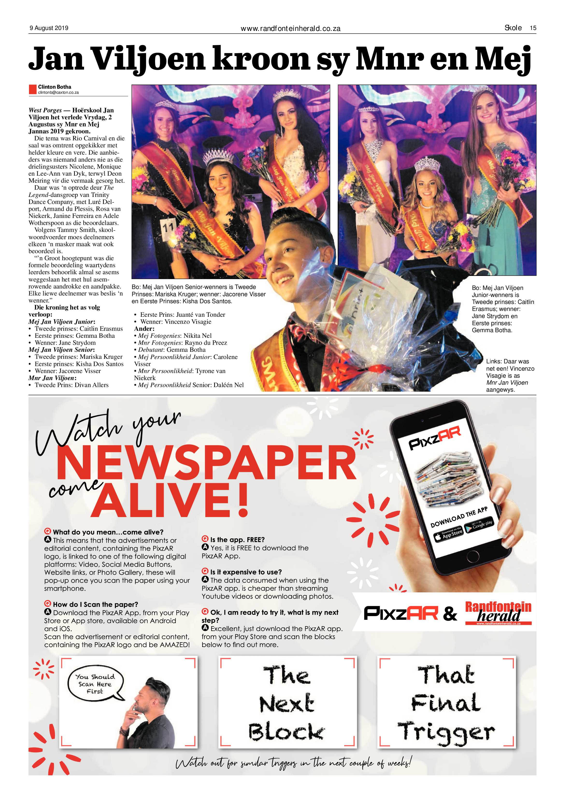 Randfontein Herald 9 August 2019 page 15