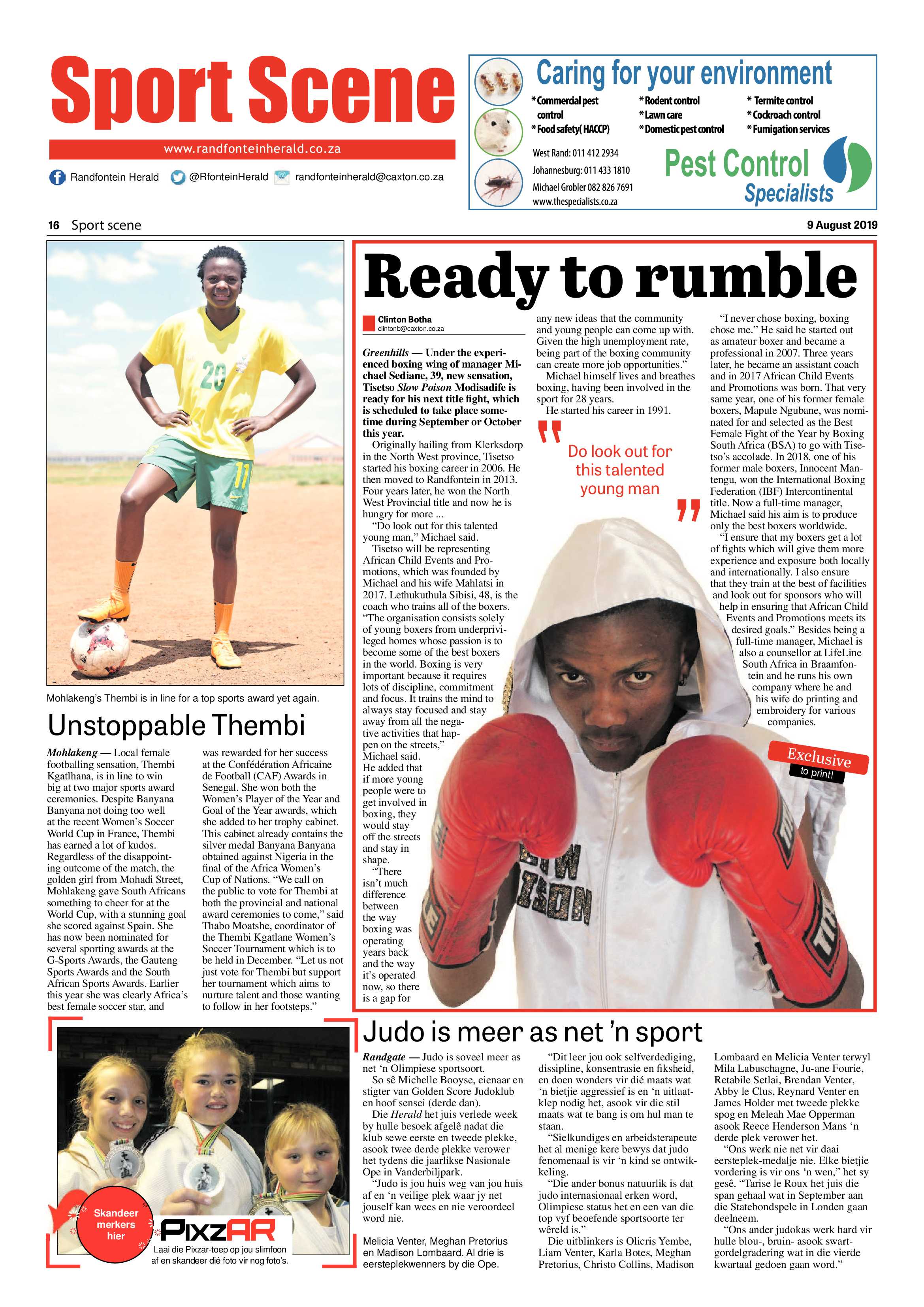 Randfontein Herald 9 August 2019 page 16