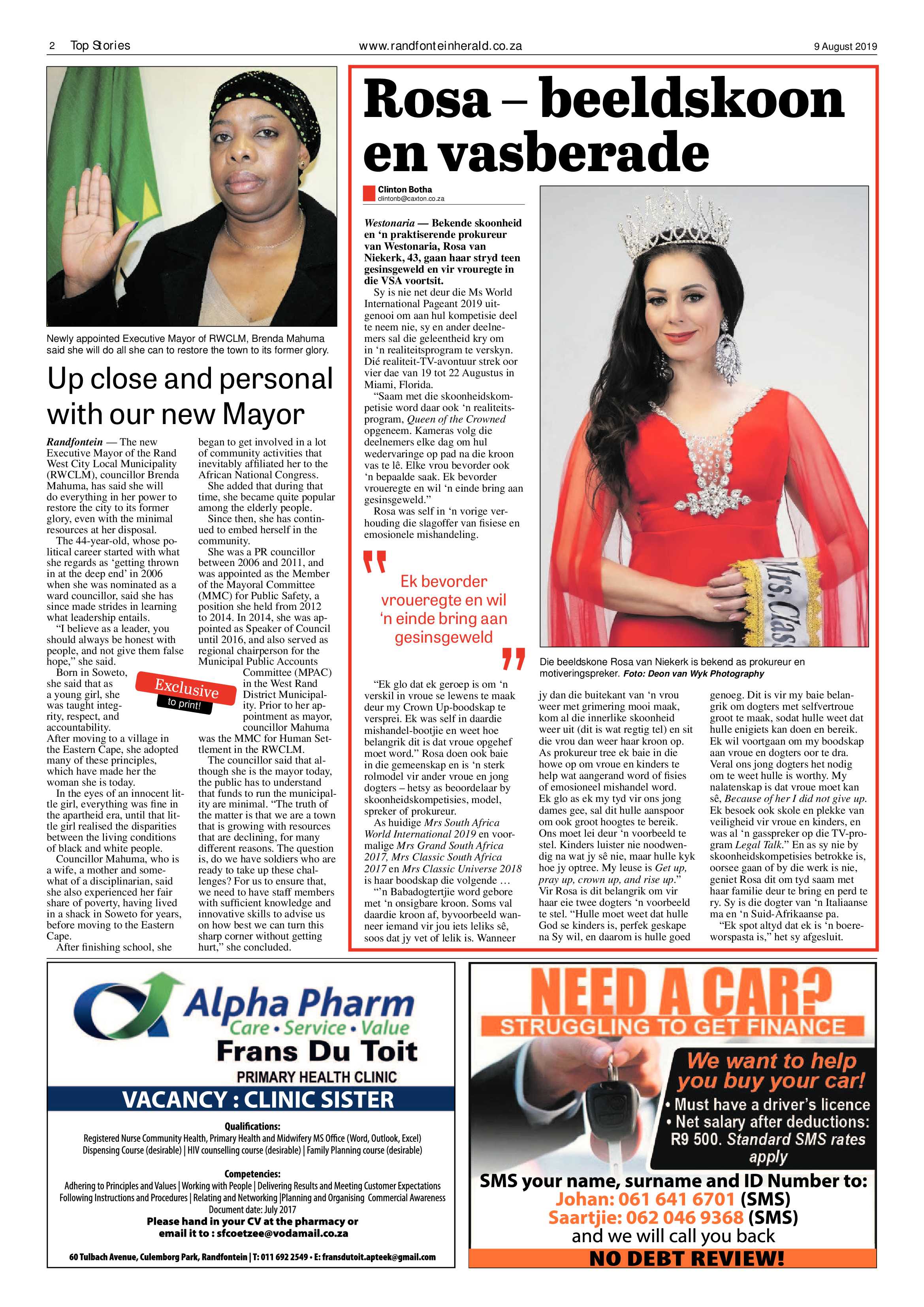 Randfontein Herald 9 August 2019 page 2