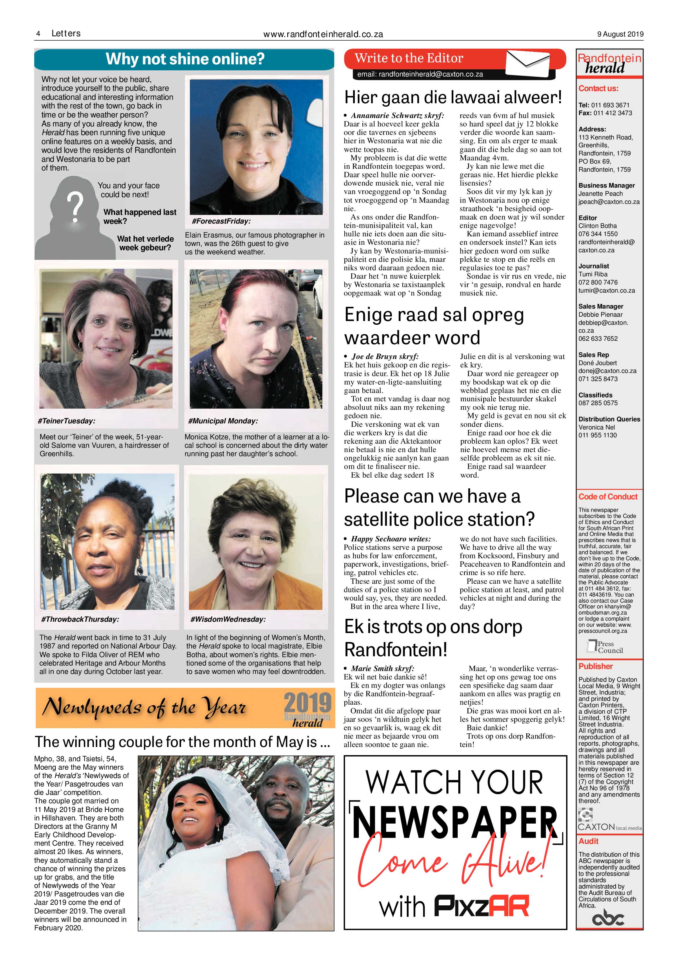 Randfontein Herald 9 August 2019 page 4