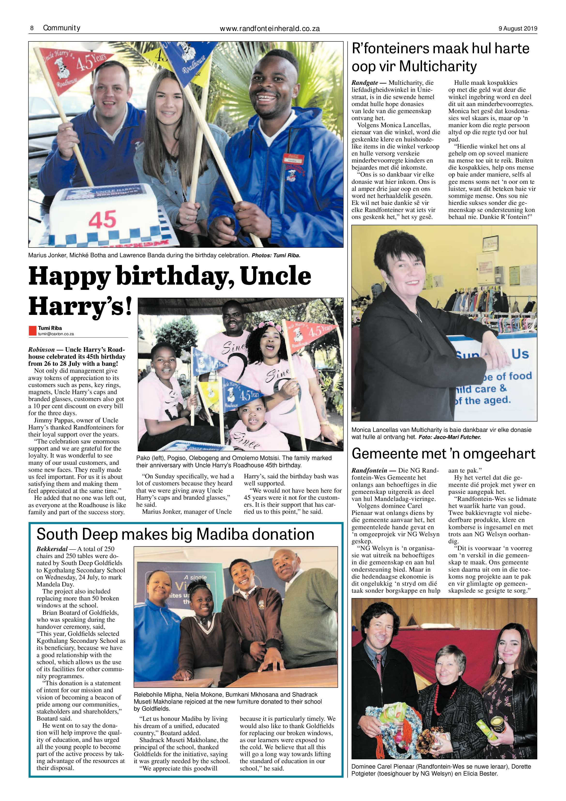 Randfontein Herald 9 August 2019 page 8