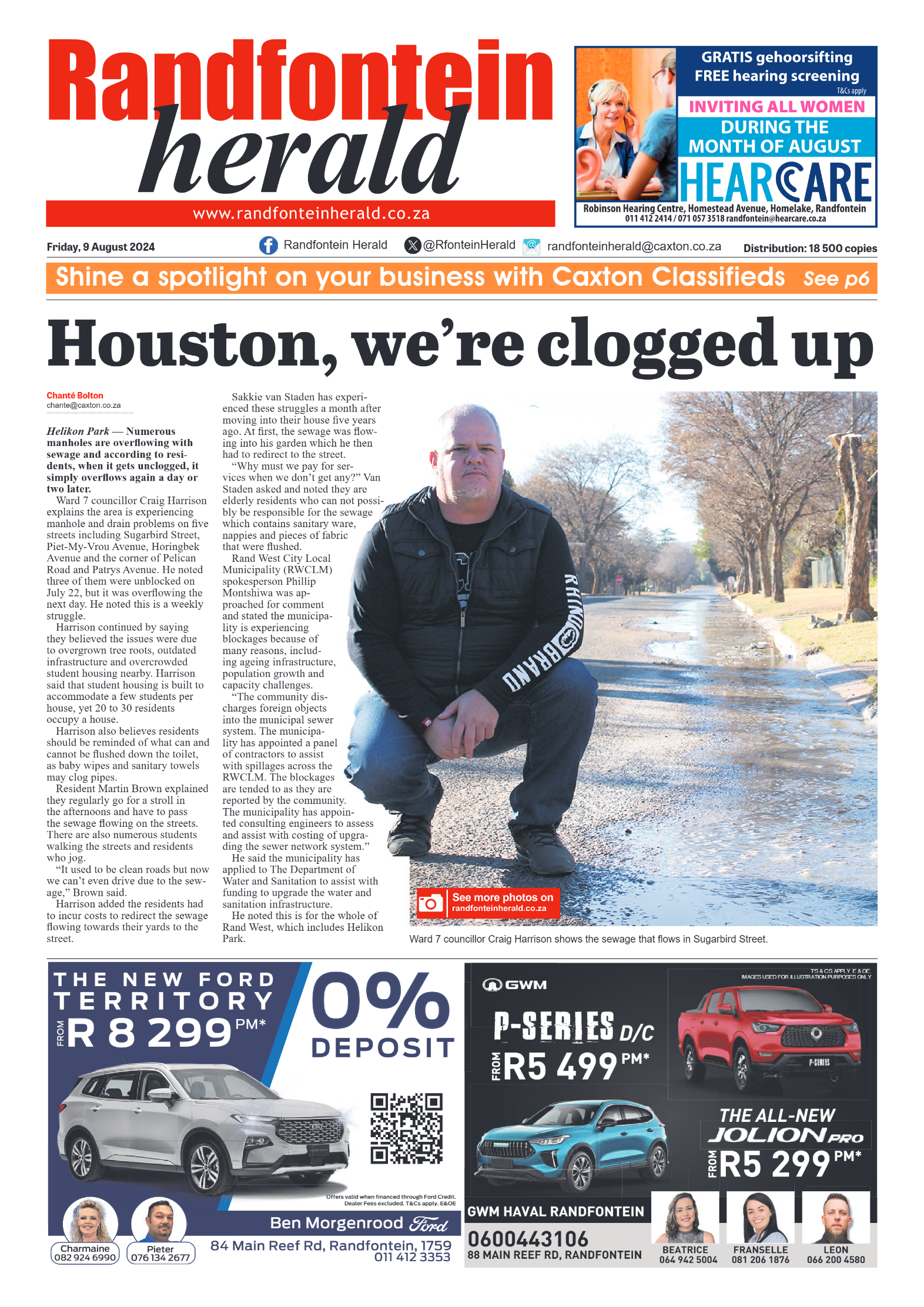 Randfontein Herald 9 August 2024 page 1