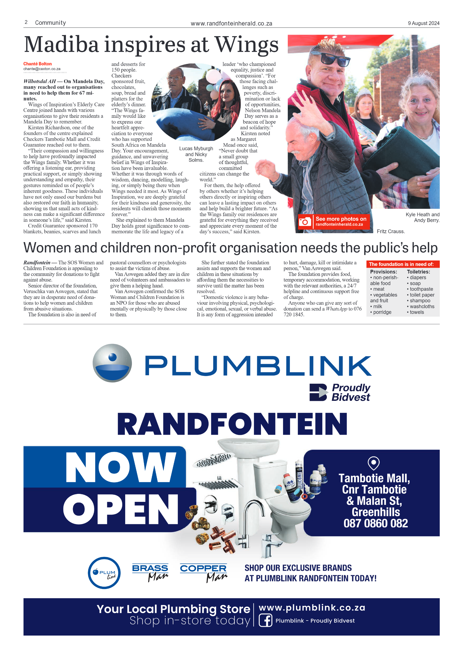 Randfontein Herald 9 August 2024 page 2