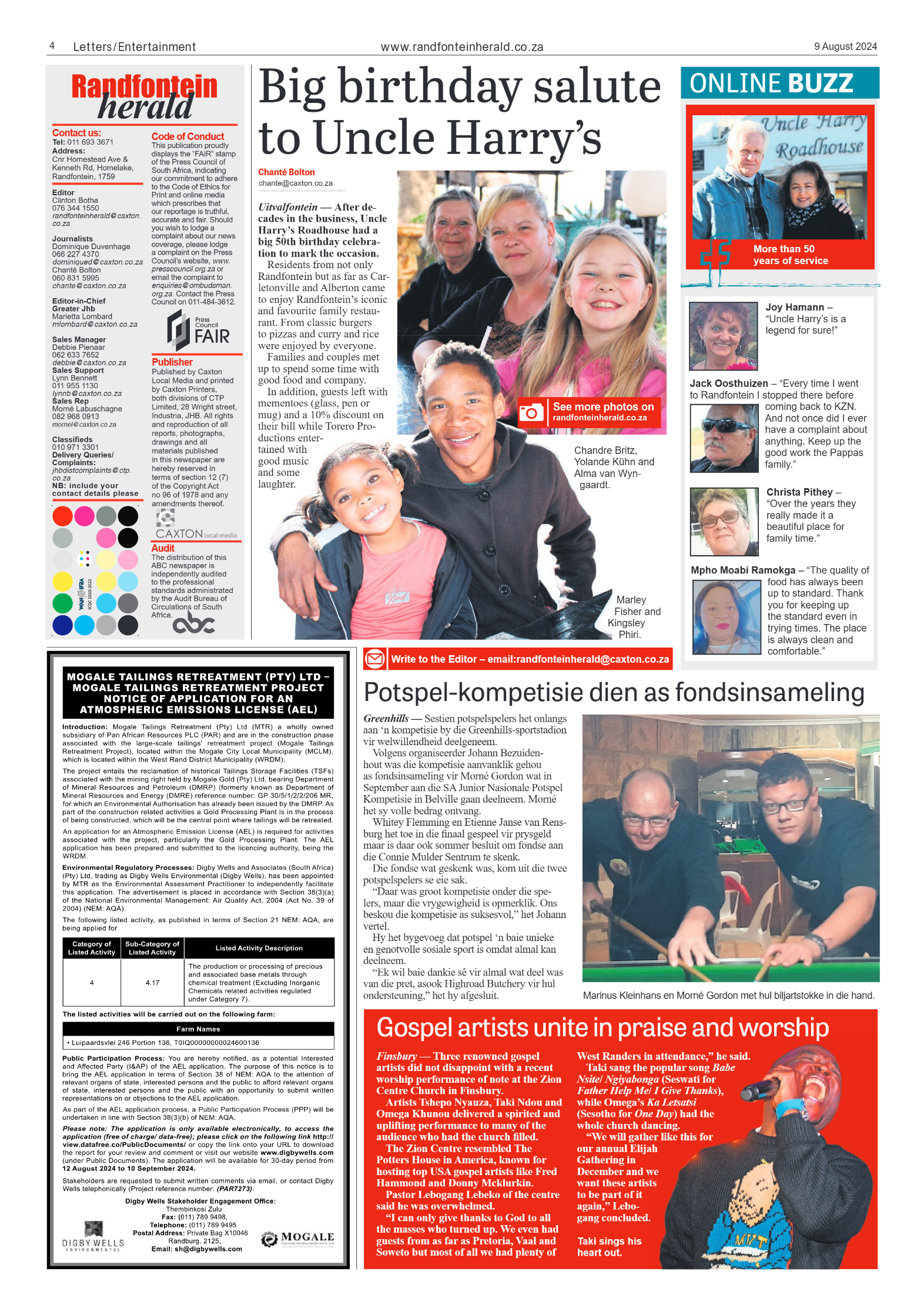 Randfontein Herald 9 August 2024 page 4