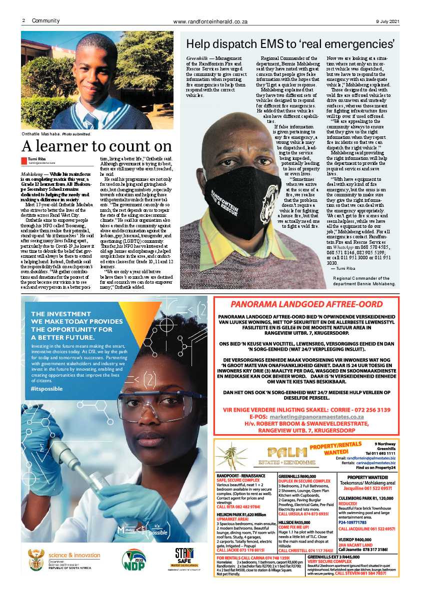 Randfontein Herald 9 July 2021 page 2
