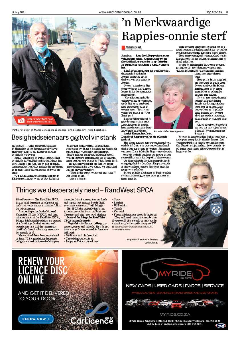 Randfontein Herald 9 July 2021 page 3
