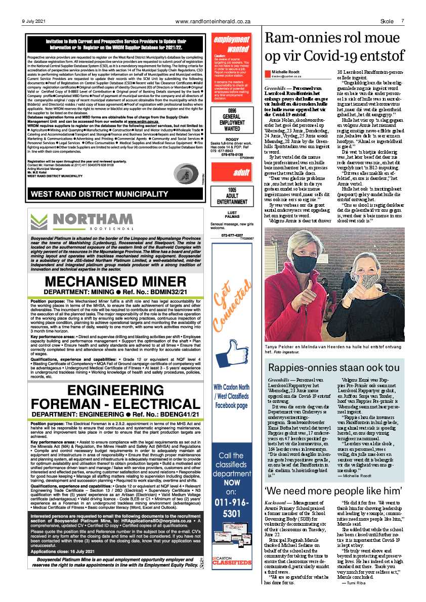 Randfontein Herald 9 July 2021 page 7