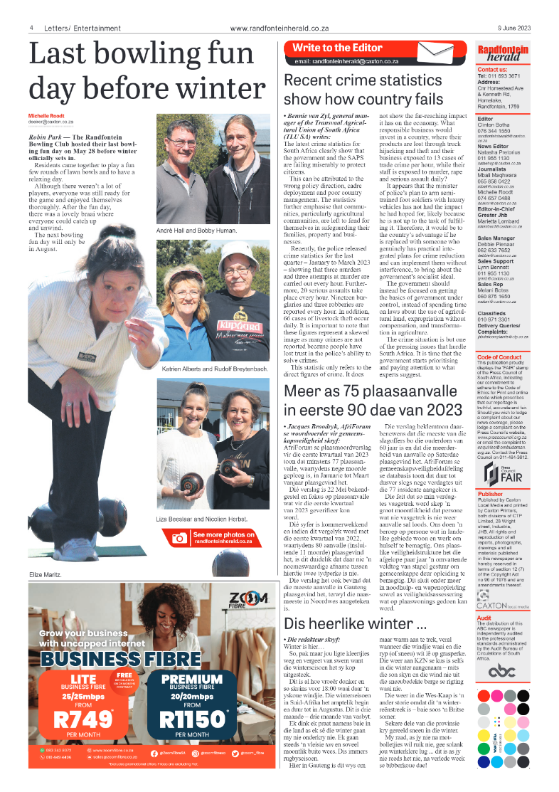 Randfontein Herald 9 June 2023 page 4