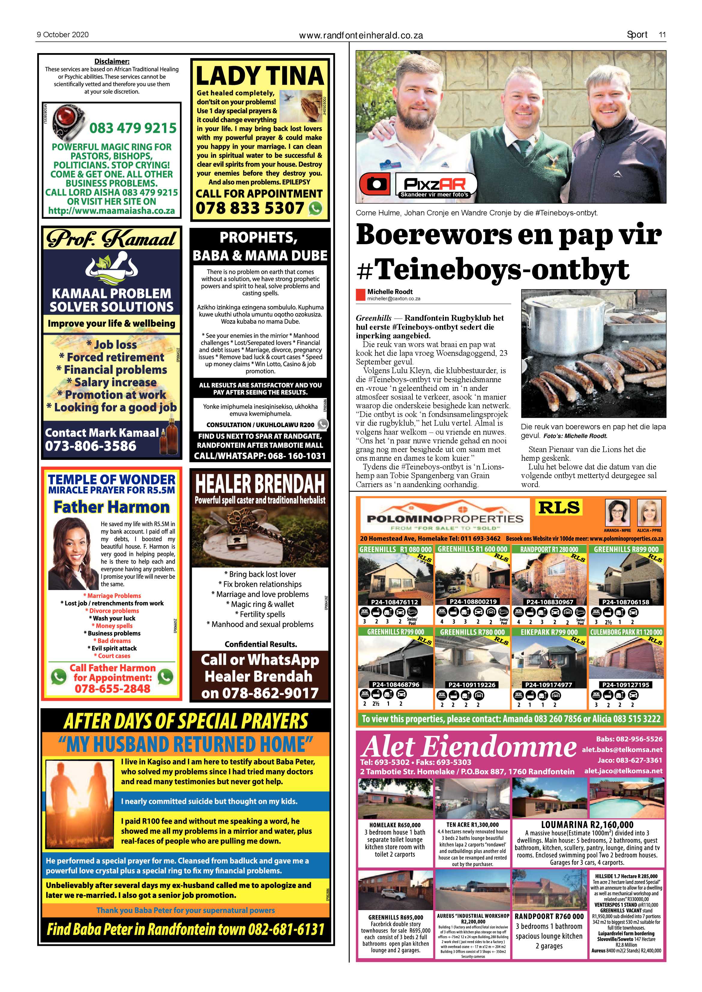 Randfontein Herald 9 October 2020 page 11