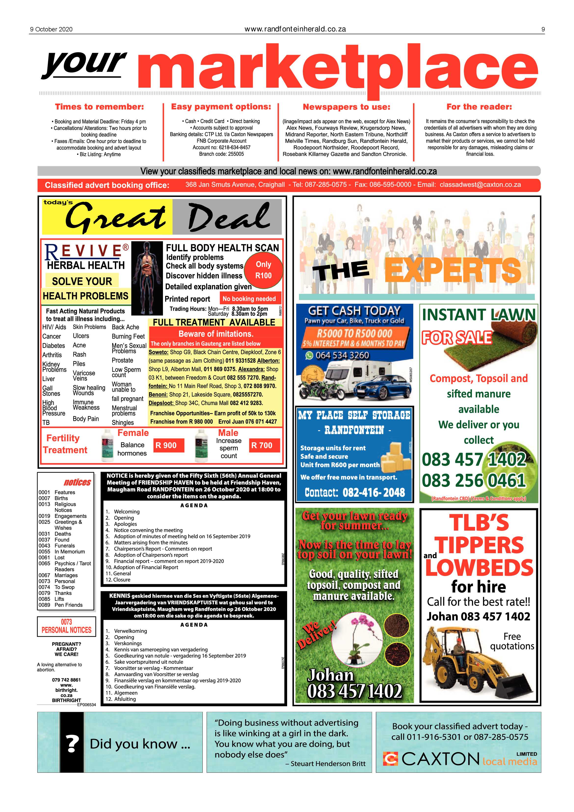 Randfontein Herald 9 October 2020 page 9
