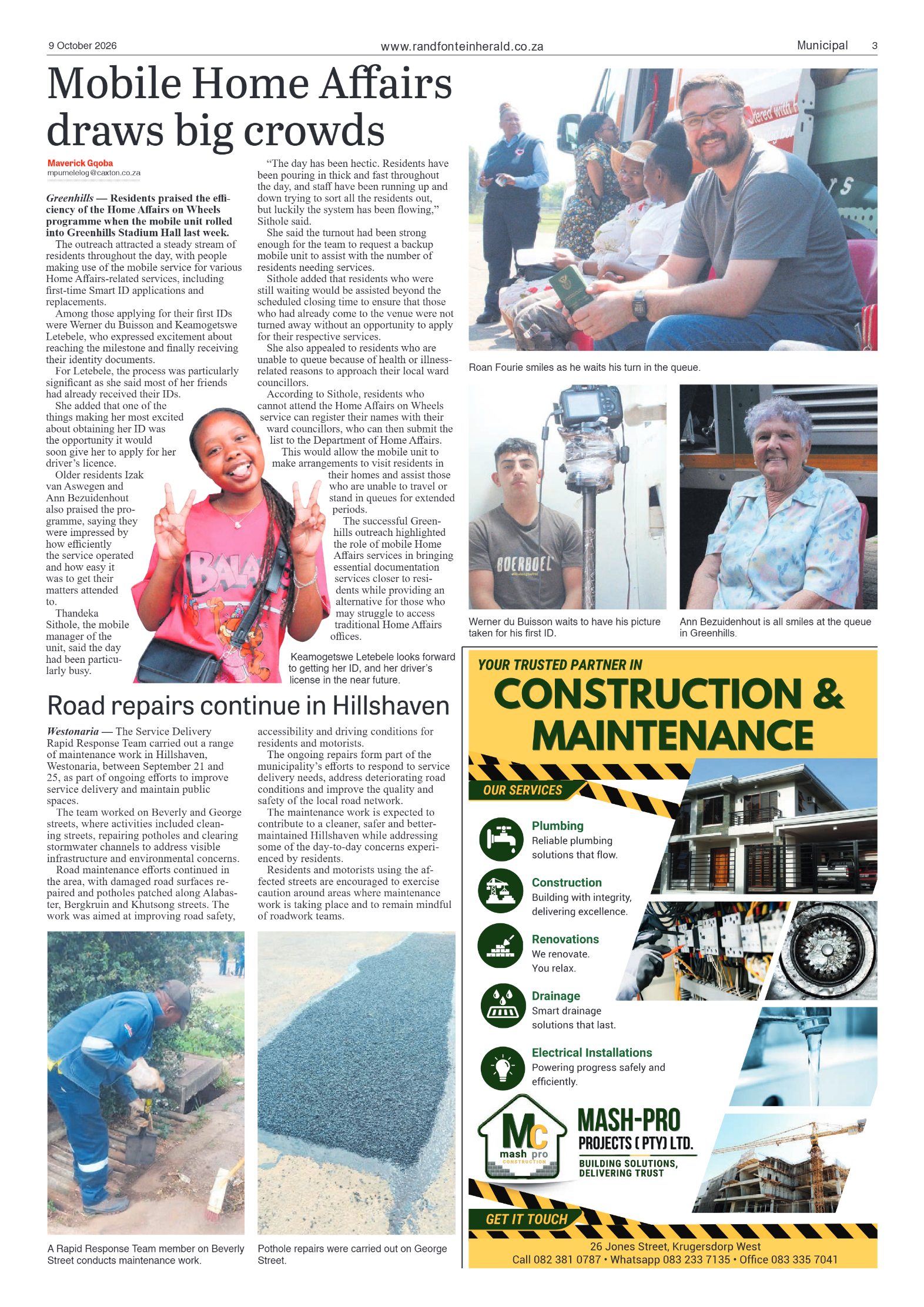 Randfontein Herald 9 October 2026 page 3