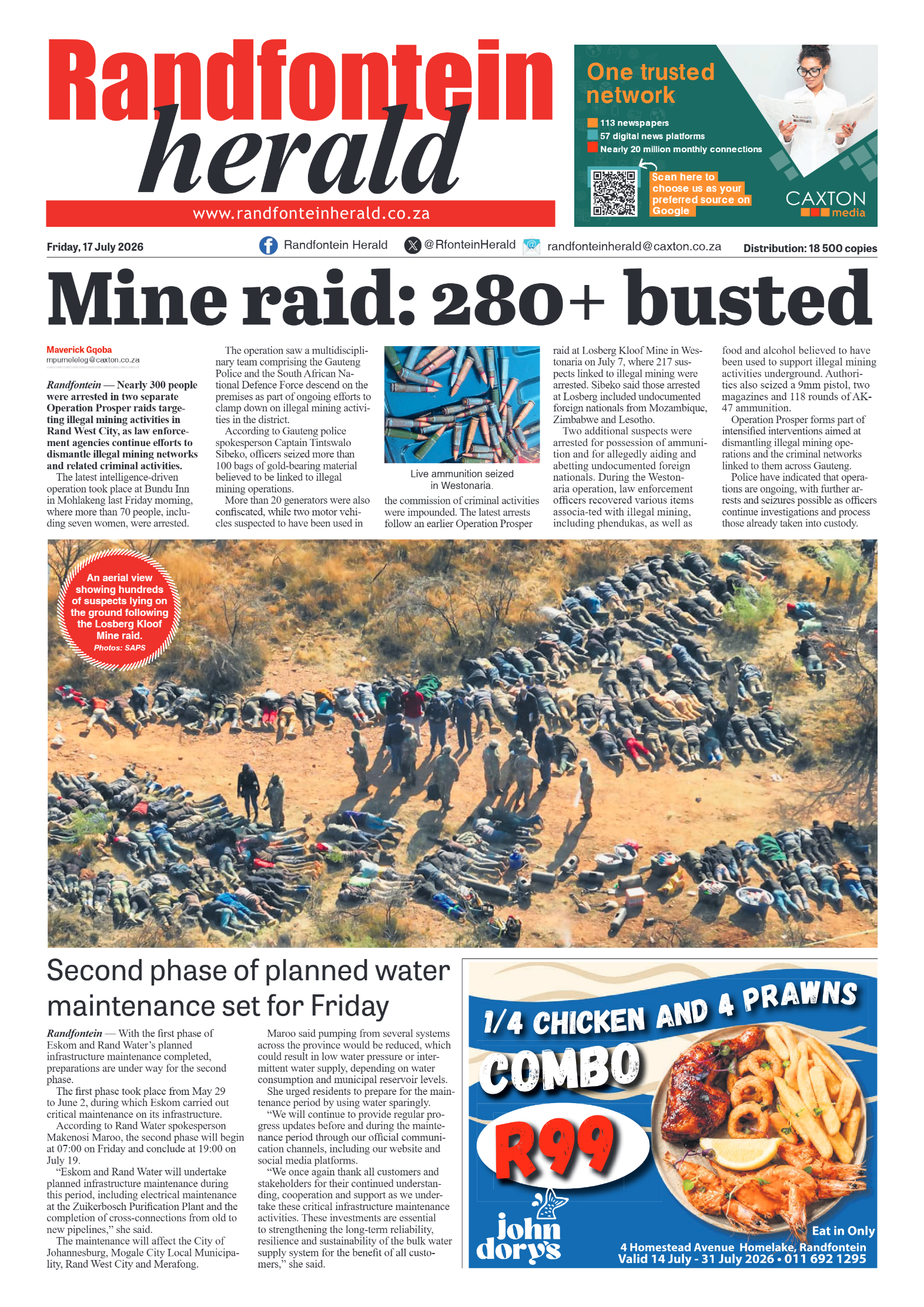Randfontein Herald 17 July 2026 page 1
