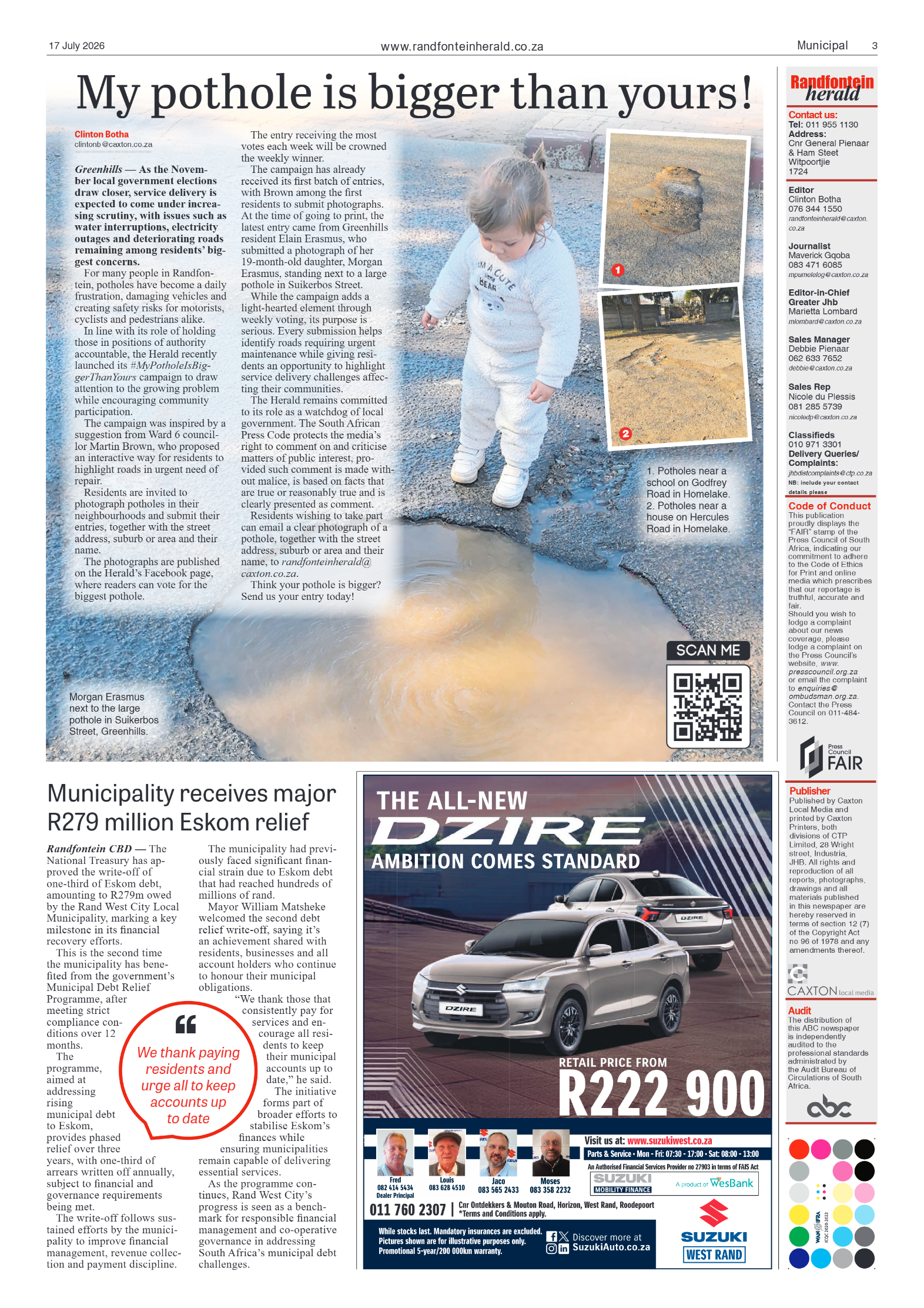 Randfontein Herald 17 July 2026 page 3