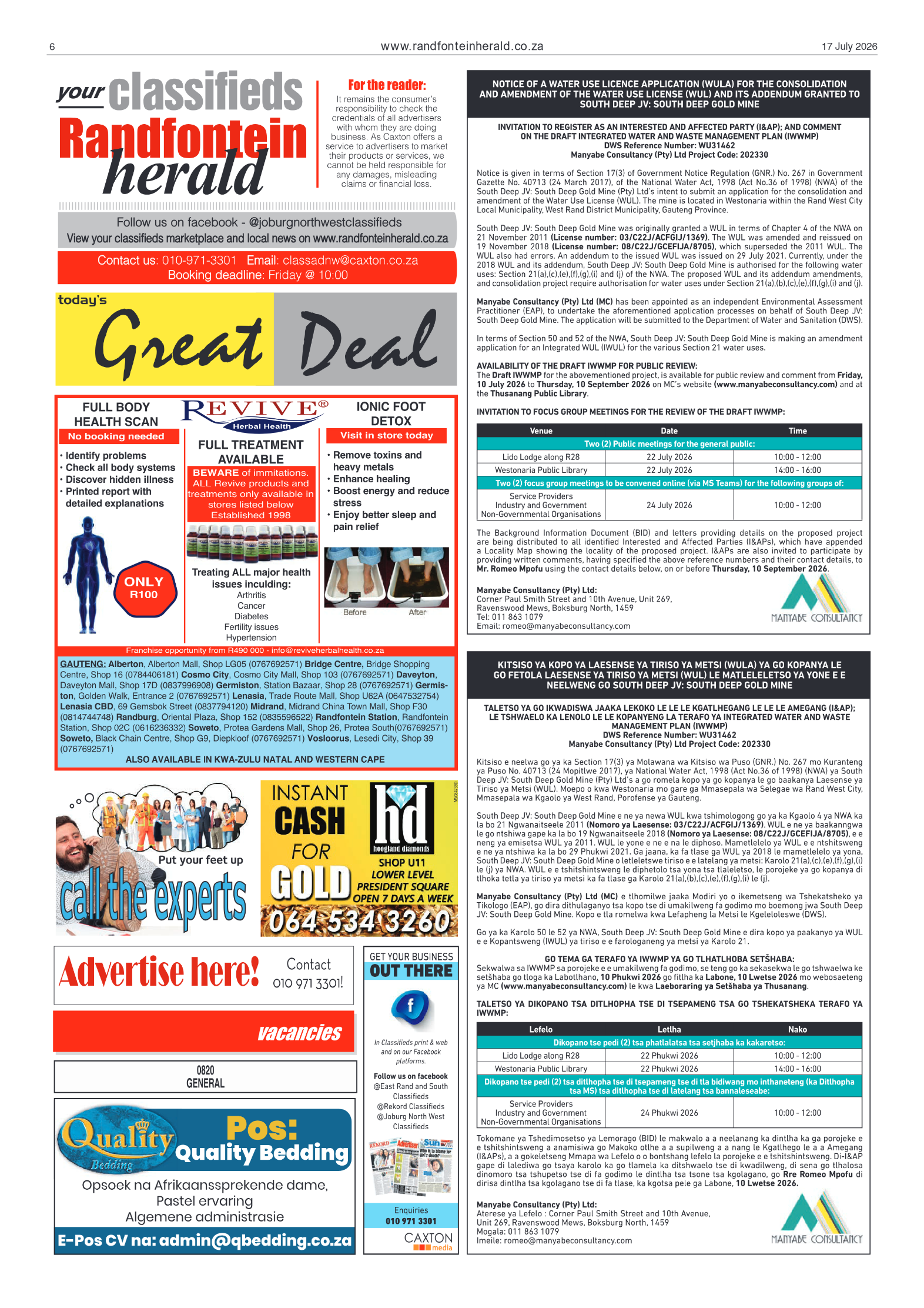 Randfontein Herald 17 July 2026 page 6