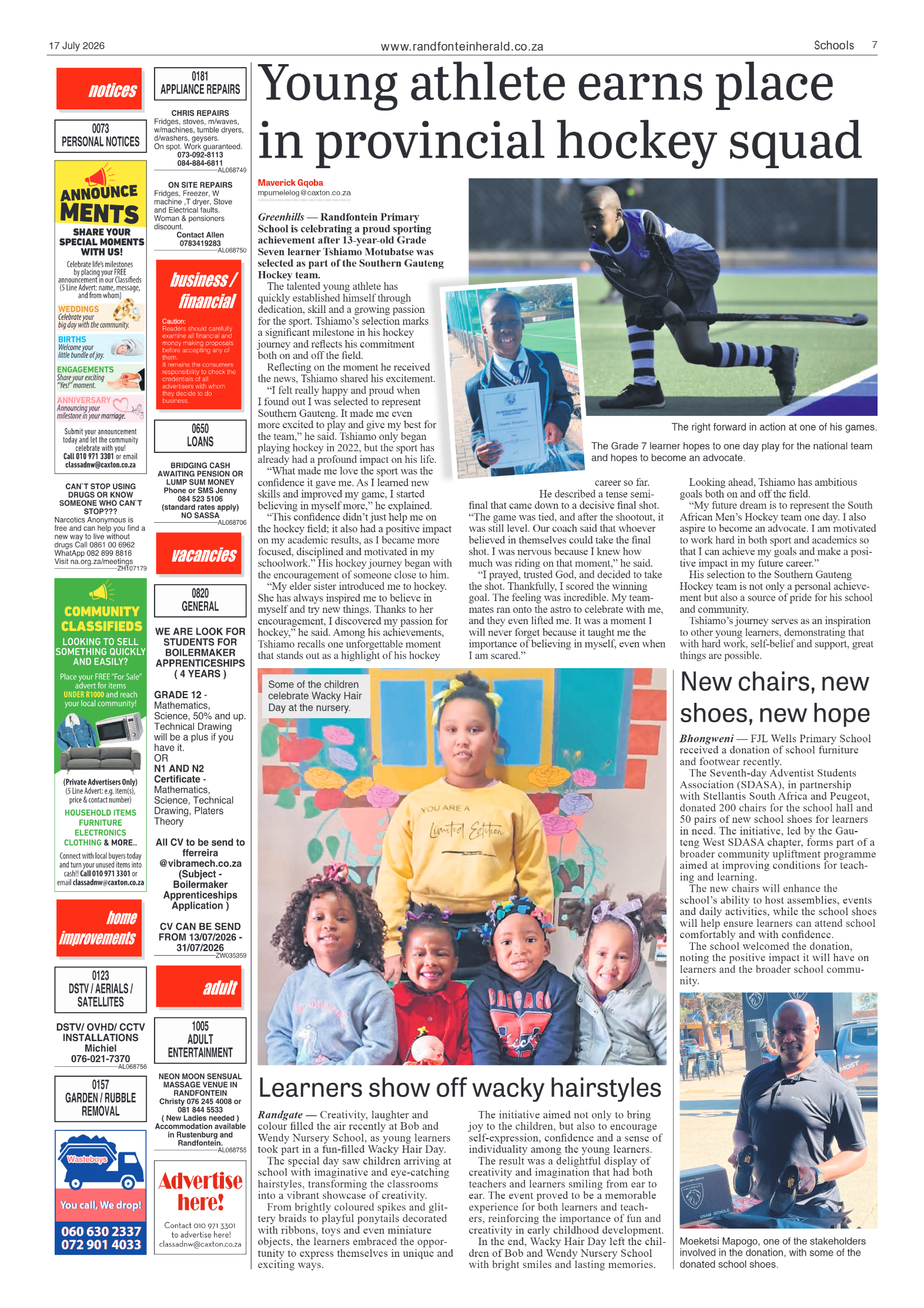 Randfontein Herald 17 July 2026 page 7