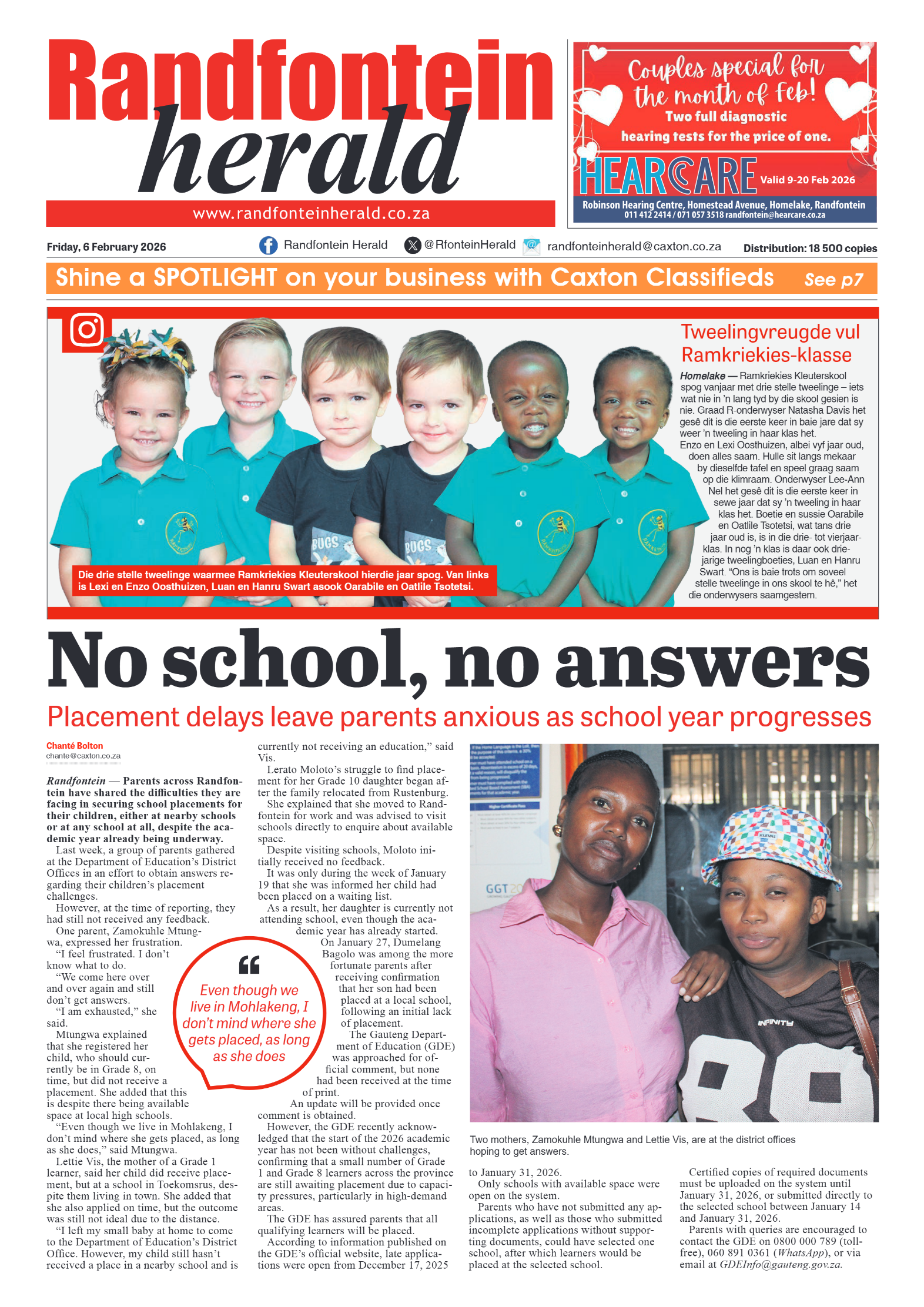 Randfontein Herald 6 February 2026 page 1
